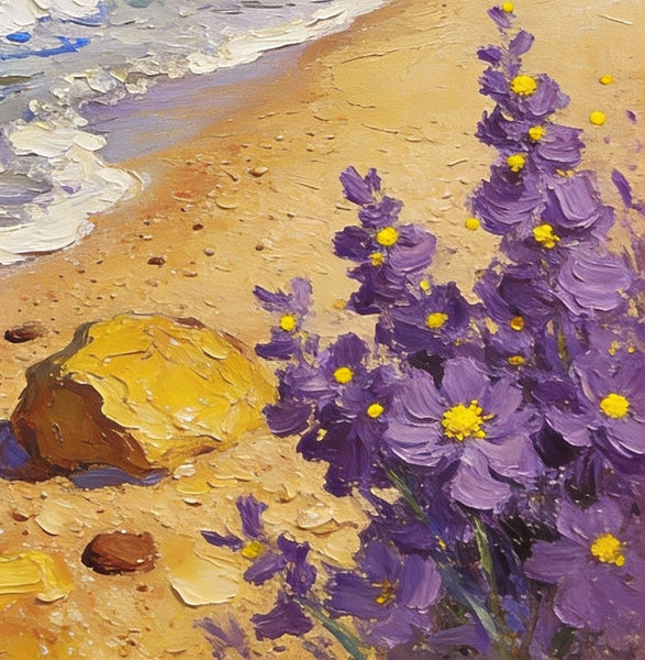 Original Small Paintings on Canvas, Seashore Beach, Small Landscape Paintings, Small Paintings on Canvas, Hand Painted Canvas Art, Palette Knife Impasto Paintings-HomePaintingDecor