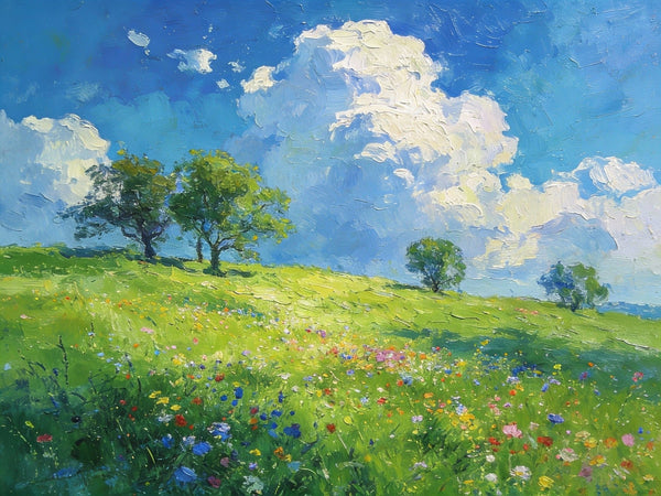 Clouds Over Verdant Hills, On Canvas Small Paintings, Hand Painted Canvas Art, Original Wall Art Paintings, Original Artwork Small Paintings, Small Landscape Paintings-HomePaintingDecor