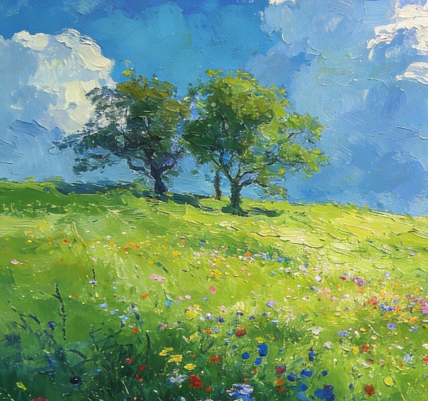 Clouds Over Verdant Hills, On Canvas Small Paintings, Hand Painted Canvas Art, Original Wall Art Paintings, Original Artwork Small Paintings, Small Landscape Paintings-HomePaintingDecor