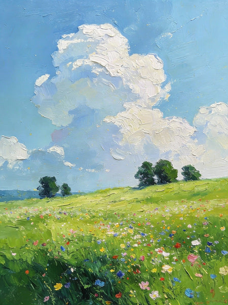 Small Wall Paintings, Green Hills and Blue Sky, Original Small Paintings, Small Oil Paintings, Landscape Artwork Small Paintings-HomePaintingDecor