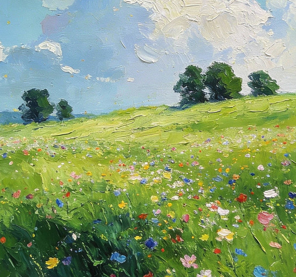 Small Wall Paintings, Green Hills and Blue Sky, Original Small Paintings, Small Oil Paintings, Landscape Artwork Small Paintings-HomePaintingDecor