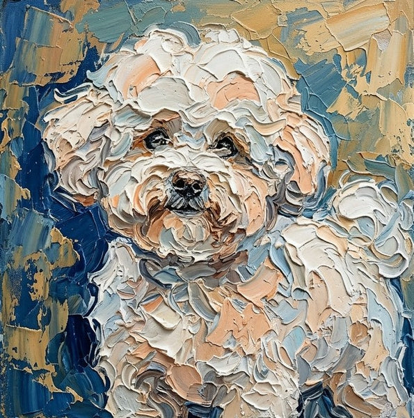 Bichon Frise Dog Portrait, Abstract Pet Portrait Painting, Hand Painted Canvas Art, Impasto Artwork, Original Acrylic Paintings, Heavy Texture Painting, Small Art on Canvas-HomePaintingDecor