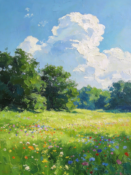 Small Oil Paintings, A Verdant Hillside in Summer, Original Small Paintings, Small Wall Paintings, Landscape Artwork Small Paintings-HomePaintingDecor