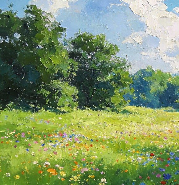 Small Oil Paintings, A Verdant Hillside in Summer, Original Small Paintings, Small Wall Paintings, Landscape Artwork Small Paintings-HomePaintingDecor