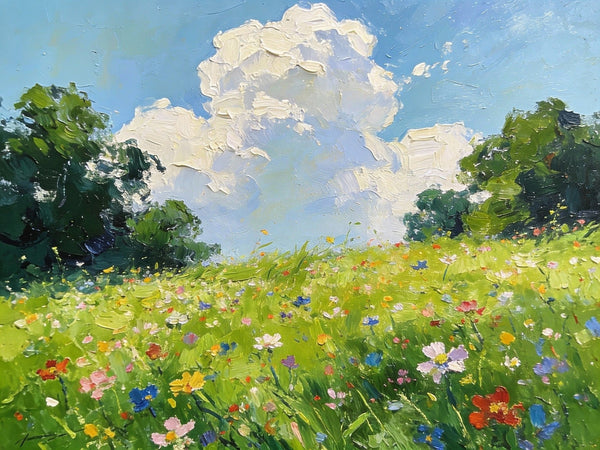 Hand Painted Canvas Art, A Wild Bloom in Spring, Heavy Texture Wall Art Paintings, Original Oil Paintings, Small Landscape Paintings, On Canvas Small Paintings-HomePaintingDecor