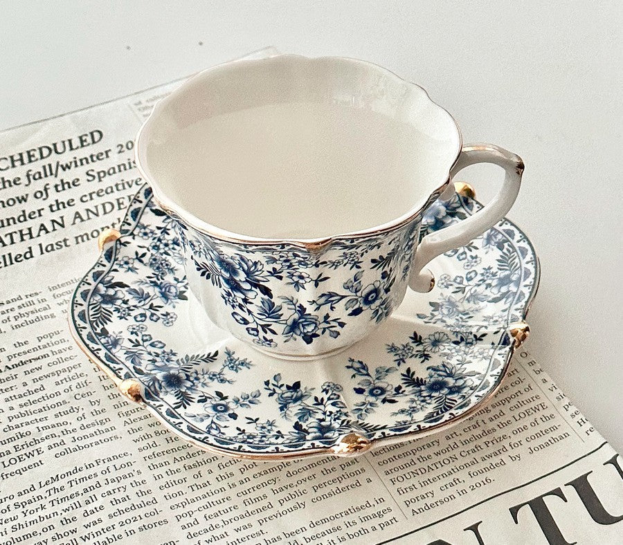 French Style China Porcelain Tea Cup Set, Unique Tea Cup and Saucers, Royal Ceramic Cups, Elegant Vintage Ceramic Coffee Cups for Afternoon Tea-HomePaintingDecor