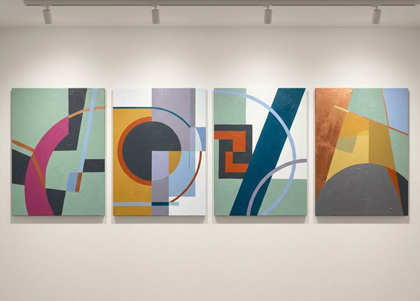 Large Modern Paintings for Living Room, Multi Panel Canvas Paintings, Geometric Contemporary Art, Original Abstract Artwork-HomePaintingDecor