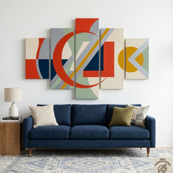 Colorful Abstract Paintings, Geometric Modern Art, Hand Painted Acrylic Art, Contemporary Canvas Paintings-HomePaintingDecor