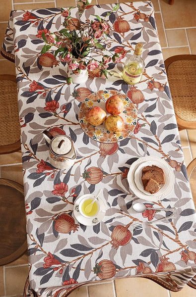 Hawthorn Tablecloth for Round Table, Modern Kitchen Table Cover, Linen Table Cover for Dining Room Table, Simple Modern Rectangle Tablecloth Ideas for Oval Table-HomePaintingDecor