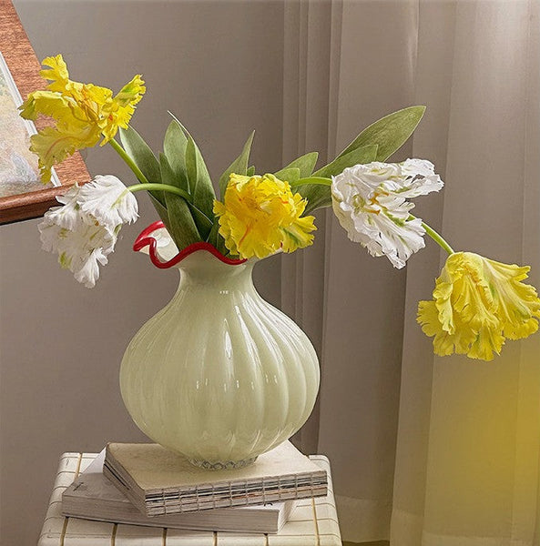 French Vintage Glass Flower Vases, Glass Bud Vases, Flower Vases on Table, Handmade Water Holding Flower Vases-HomePaintingDecor