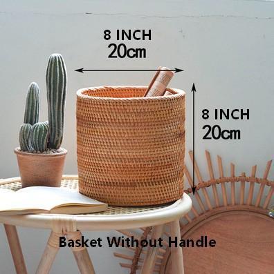 Small Rattan Storage Basket, Round Storage Basket, Woven Storage Basket, Kitchen Storage Baskets-HomePaintingDecor