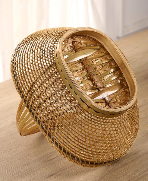 Natural Hand-woven Bamboo Basket, Natural Fruit Basket Kitchen Storage Baskets, Extra Large Picnic Food Basket with Handle, Lovely Bamboo Baskets for Vegetable-HomePaintingDecor