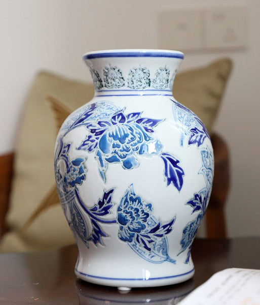 Handmade Flower Vase, Vintage Flower Vases on Dining Table, Porcelain Flower Vases, Centerpiece Ceramic Bouquet Vases-HomePaintingDecor