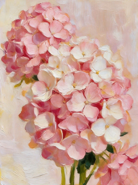 Blooming Pink Hydrangea, Original Flower Paintings, Hand Painted Canvas Art, Original Oil Paintings, Small Canvas Wall Art Paintings-HomePaintingDecor