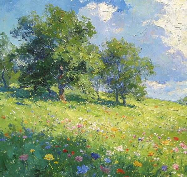 Hand Painted Canvas Art, Little Cottage on a Verdant Hillside, Original Wall Paintings, Small Landscape Paintings, Original Artwork Small Paintings, On Canvas Small Wall Paintings-HomePaintingDecor