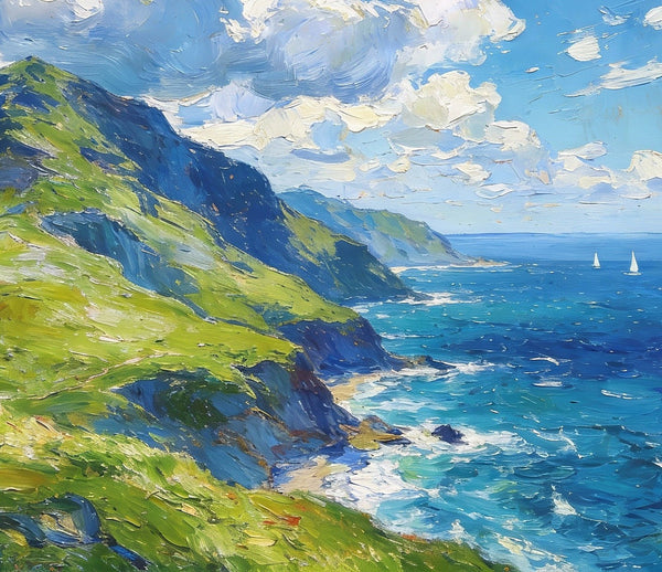 Small Canvas Art, An Azure Sky over the Bay, Original Wall Paintings, Original Artwork Small Paintings, Small Landscape Paintings, On Canvas Small Paintings-HomePaintingDecor