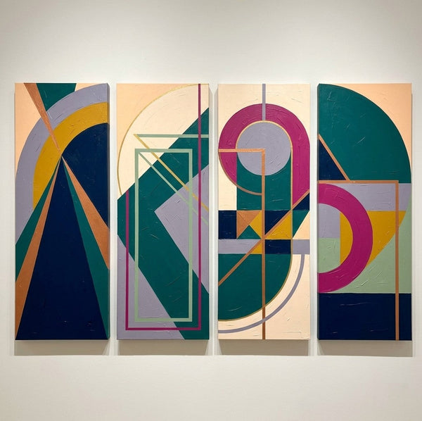 Large Modern Contemporary Paintings, Hand Painted Canvas Art, Multi Panel Wall Art Paintings, Geometric Abstract Artwork-HomePaintingDecor