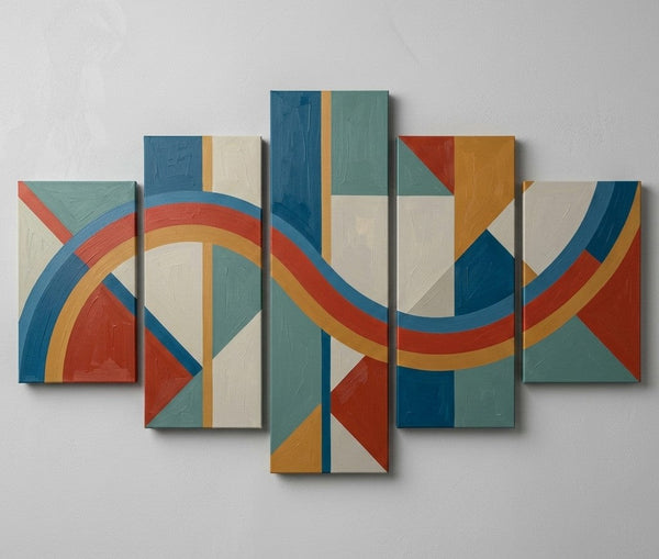 Bedroom Contemporary Canvas Paintings, Colorful Abstract Paintings, Geometric Modern Art, Hand Painted Acrylic Art-HomePaintingDecor