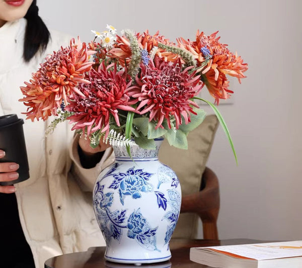 Porcelain Flower Vases, Centerpiece Ceramic Bouquet Vases, Handmade Flower Vase, Vintage Flower Vases on Dining Table-HomePaintingDecor