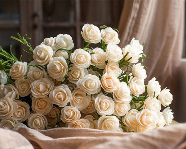Flower Arrangement Ideas for Living Room, White Camellia Flowers, Modern Artificial Flowers for Home Decoration, Simple Artificial Floral for Bedroom-HomePaintingDecor