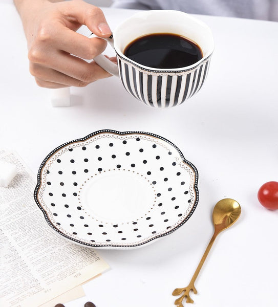 Creative Porcelain Tea Cup Saucer Set, Elegant Modern Ceramic Coffee Cups, Unique Porcelain Cup and Saucer, Afternoon British Tea Cups-HomePaintingDecor