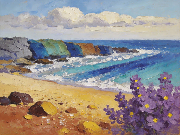 Small Wall Paintings, Seashore Beach Painting, Simple Painting Ideas, Landscape Canvas Paintings, On Canvas Small Paintings, Impasto Wall Art Paintings-HomePaintingDecor