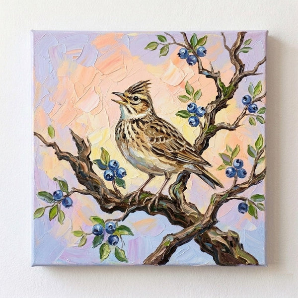 Hand Painted Canvas Art, Abstract Lark Bird Painting, Original Acrylic Paintings, Small Art on Canvas, Impasto Artwork, Heavy Texture Painting, Ready to Hang