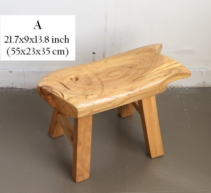Children's Wooden Stool, Sofa Stool, Dining Table Stool, Handmade Solid Wood low Stool, Creative Shoe-changing Stool, Old Elm Wood Stool-HomePaintingDecor