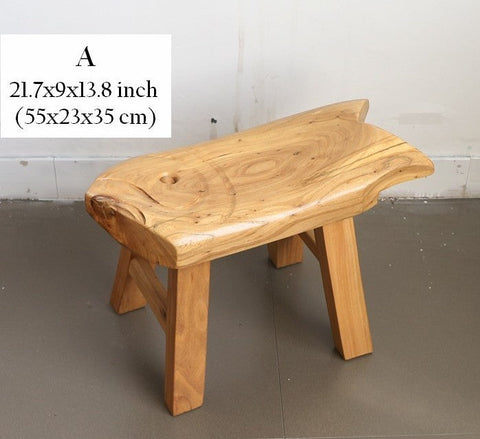 Children's Wooden Stool, Sofa Stool, Dining Table Stool, Handmade Solid Wood low Stool, Creative Shoe-changing Stool, Old Elm Wood Stool-HomePaintingDecor