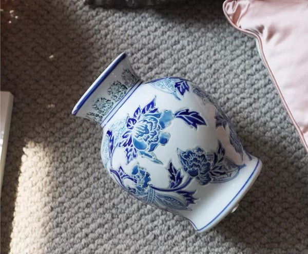 Porcelain Flower Vases, Centerpiece Ceramic Bouquet Vases, Handmade Flower Vase, Vintage Flower Vases on Dining Table-HomePaintingDecor