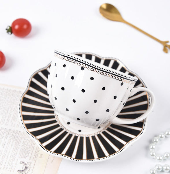 Unique Porcelain Cup and Saucer, Afternoon British Tea Cups, Creative Porcelain Tea Cup Saucer Set, Elegant Modern Ceramic Coffee Cups-HomePaintingDecor