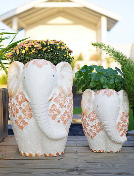 Villa Outdoor Garden Flower Pots, Oversized Modern Garden Flower Pot, Extra Large Elephant Garden Flowerpots, Animal Statue for Garden Ornaments, Resin Statue for Garden