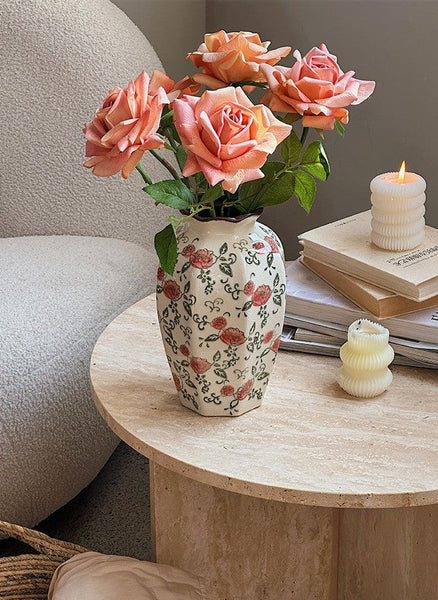 Rustic Porcelain Flower Vases, Handmade Water Holding Flower Vases, Ceramic Bouquet Vases, Tall Flower Vases on Table-HomePaintingDecor