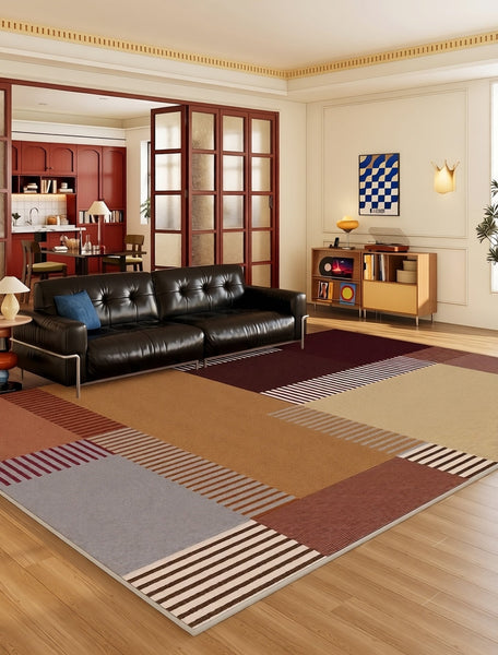 Abstract Contemporary Modern Rugs, Large Modern Rugs for Bedroom, Geometric Modern Rug Placement Ideas for Living Room-HomePaintingDecor