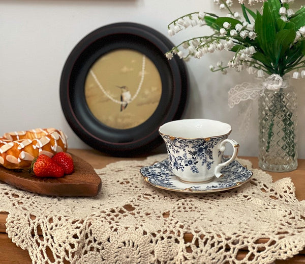 French Style China Porcelain Tea Cup Set, Unique Tea Cup and Saucers, Royal Ceramic Cups, Elegant Vintage Ceramic Coffee Cups for Afternoon Tea-HomePaintingDecor