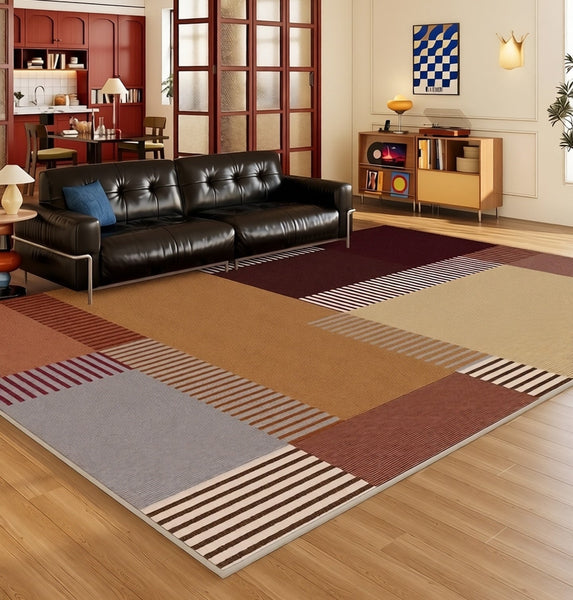 Abstract Contemporary Modern Rugs, Large Modern Rugs for Bedroom, Geometric Modern Rug Placement Ideas for Living Room-HomePaintingDecor