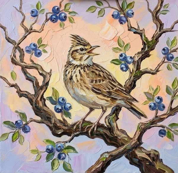 Original Small Paintings, Lark Bird Painting, Ready to Hang Artwork, Acrylic Art on Canvas, Heavy Texture Artwork, Impasto Paintings, Hand Painted Canvas Art