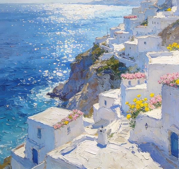 Small Original Paintings, A Peaceful Afternoon on the Aegean, Impasto Paintings, Small Oil Paintings, Small Wall Paintings, Landscape Artwork Canvas Paintings-HomePaintingDecor