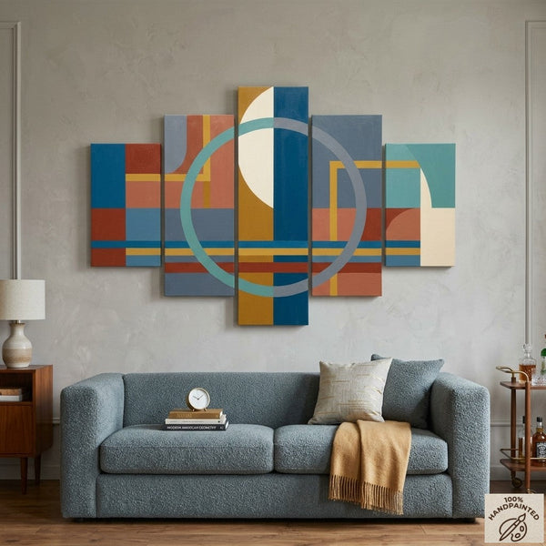 Bedroom Wall Art Paintings, Colorful Abstract Paintings, Geometric Modern Art, Hand Painted Acrylic Art-HomePaintingDecor