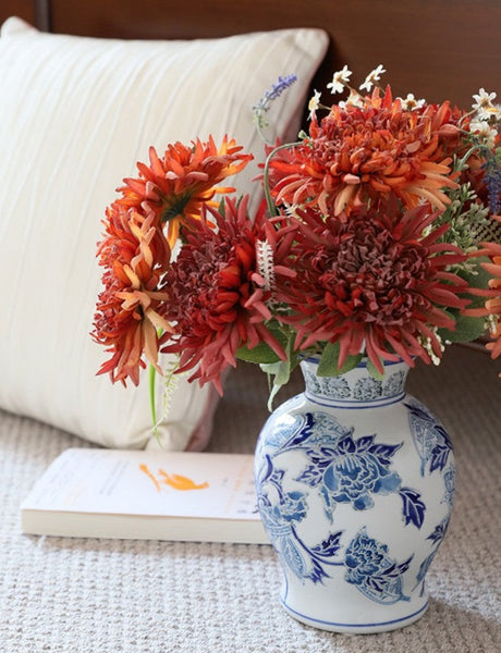 Handmade Flower Vase, Vintage Flower Vases on Dining Table, Porcelain Flower Vases, Centerpiece Ceramic Bouquet Vases-HomePaintingDecor