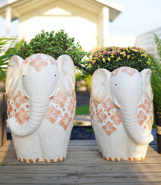 Villa Outdoor Garden Flower Pots, Oversized Modern Garden Flower Pot, Extra Large Elephant Garden Flowerpots, Animal Statue for Garden Ornaments, Resin Statue for Garden