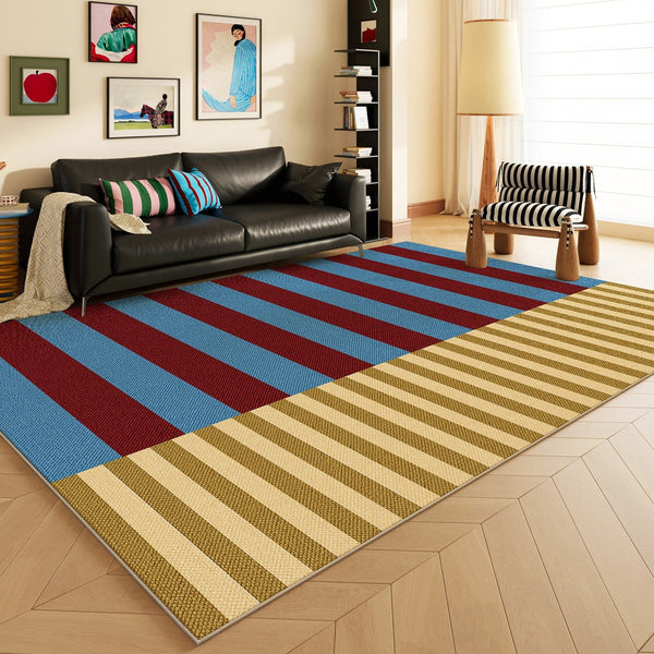 Modern Living Room Rug Ideas, Blue Mid Century Modern Rugs, Colorful Modern Rugs for Dining Room, Geometric Contemporary Area Rugs-HomePaintingDecor