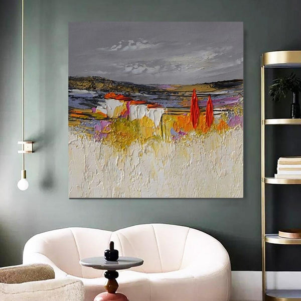 Large Landscape Painting for Bedroom, Abstract Landscape Painting, Heavy Texture Painting, Living Room Wall Art Ideas, Palette Knife Artwork-HomePaintingDecor