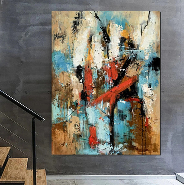 Contemporary Wall Painting, Living Room Wall Painting, Modern Artwork, Large Canvas Painting, Acrylic Painting for Dining Room-HomePaintingDecor