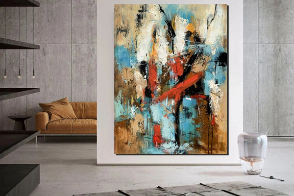 Contemporary Wall Painting, Living Room Wall Painting, Modern Artwork, Large Canvas Painting, Acrylic Painting for Dining Room-HomePaintingDecor