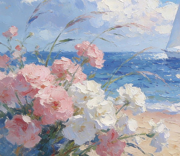 Landscape Oil Paintings, A Sun-Drenched Shore, Small Oil Paintings on Canvas, Palette Knife Artwork, Hand Painted Wall Art, Original Canvas Paintings-HomePaintingDecor