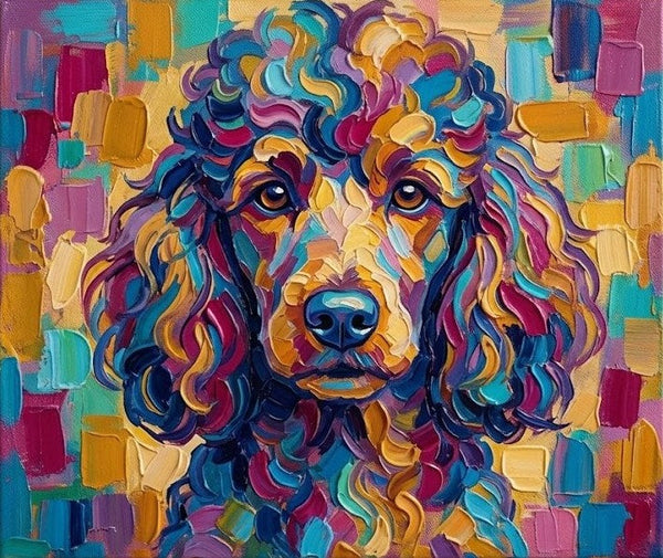 Colorful Abstract Pet Portrait Painting, Poodle Dog Portrait, Hand Painted Canvas Art, Impasto Artwork, Small Art on Canvas, Original Acrylic Paintings, Heavy Texture Painting