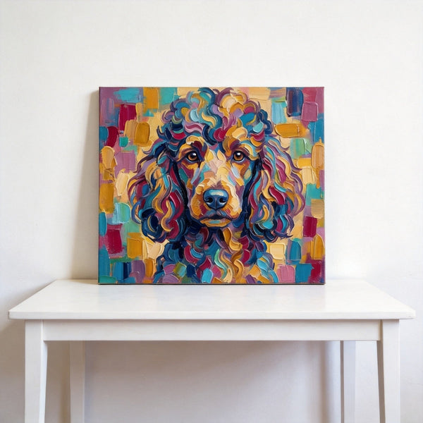 Colorful Abstract Pet Portrait Painting, Poodle Dog Portrait, Hand Painted Canvas Art, Impasto Artwork, Small Art on Canvas, Original Acrylic Paintings, Heavy Texture Painting-HomePaintingDecor