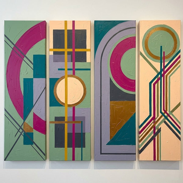 Hand Painted Canvas Art, Modern Contemporary Paintings, Multi Panel Wall Art Paintings, Geometric Abstract Artwork-HomePaintingDecor