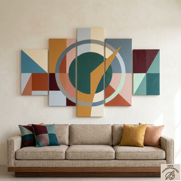 Living Room Wall Art Paintings, Geometric Modern Art, Hand Painted Acrylic Art, Colorful Abstract Paintings-HomePaintingDecor